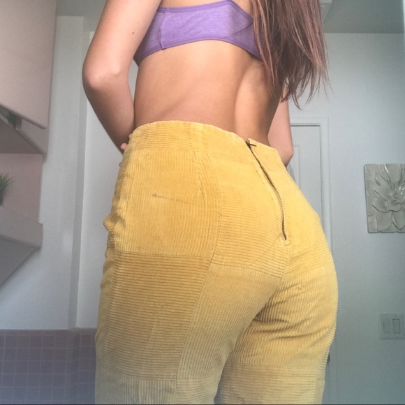 SOLDVintage Gold/Mustard Yellow High Waisted Pants - Picture 4 of 5